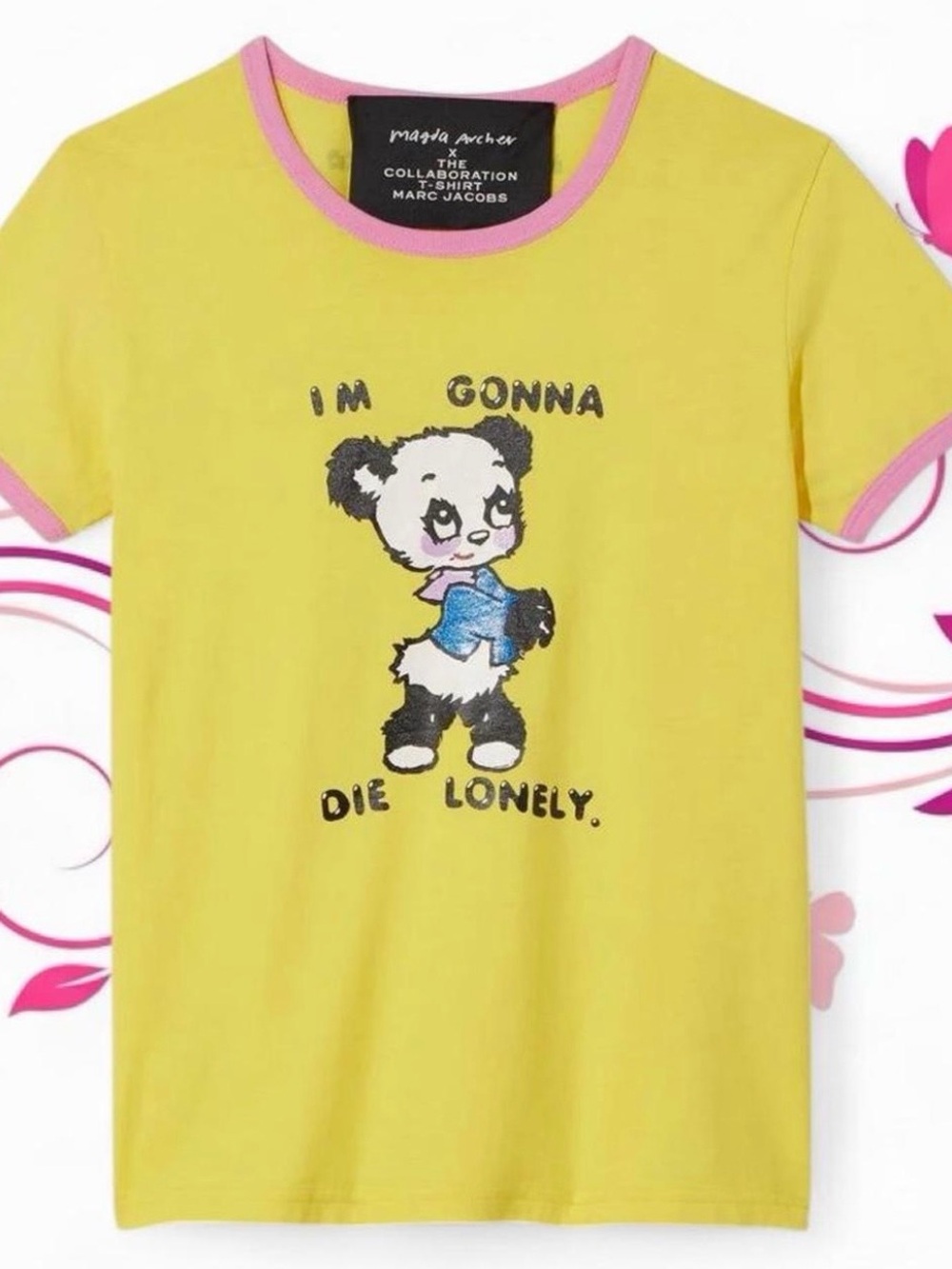 Marc Jacobs X Magda Archer Cute Panda Yellow and Pink top